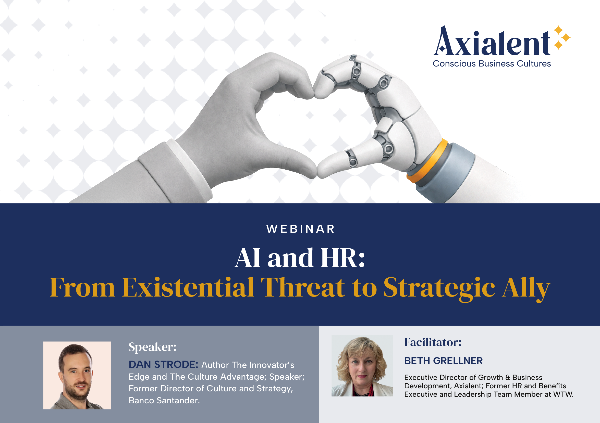 Webinar Axialent: IA y RRHH, de amenaza existencial a aliado estratégico, con Beth Grellner y Dan Strode